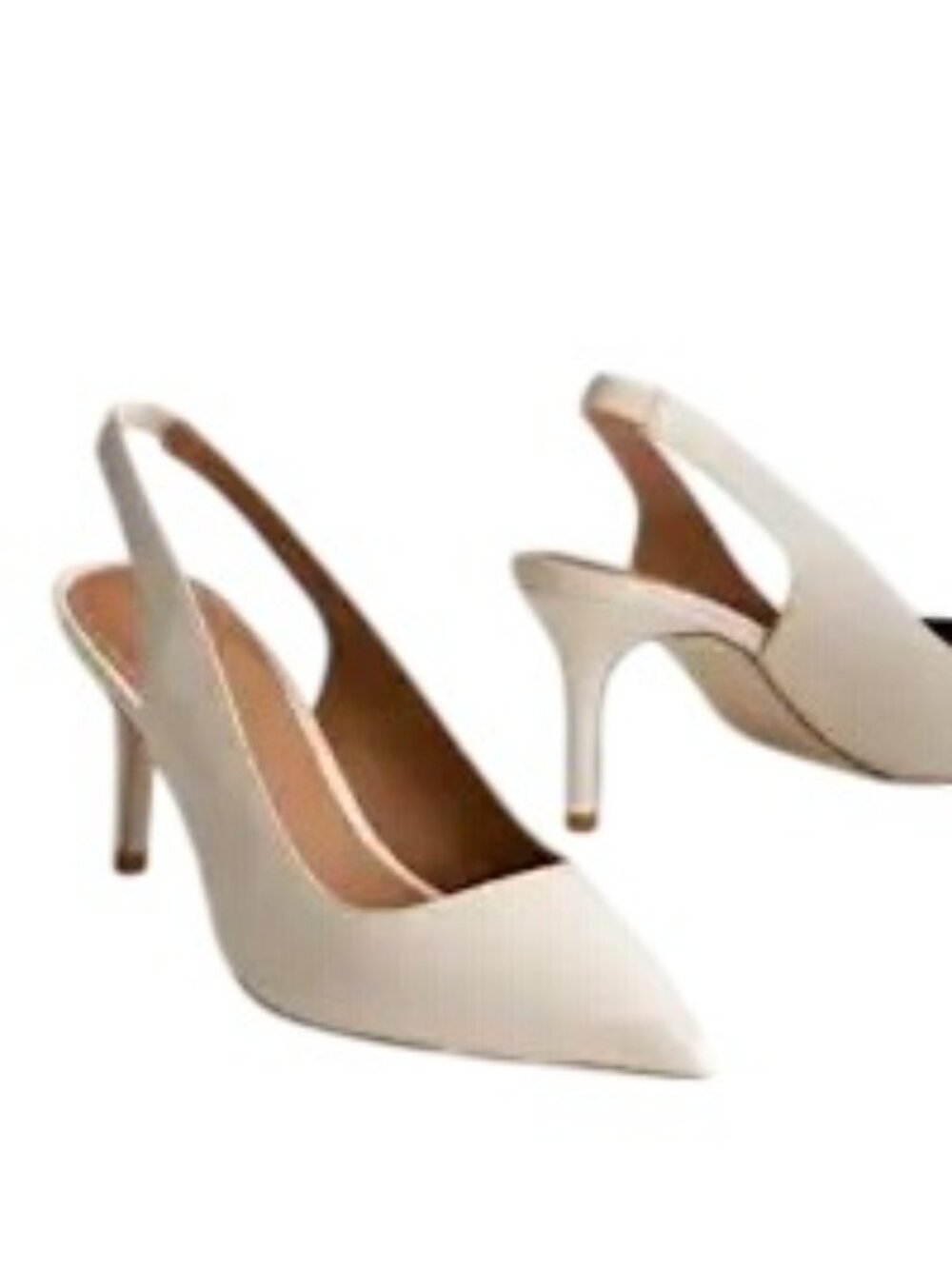 Quince Italian Leather Slingback 3 Inch Heel Size 7.5 Color Bone NWB - Picture 9 of 10